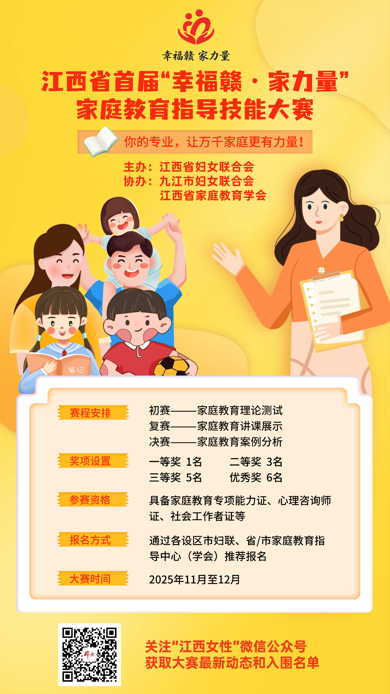 重磅官宣！江西省首届家庭教育指导技能大赛来了-江西省家庭教育学会